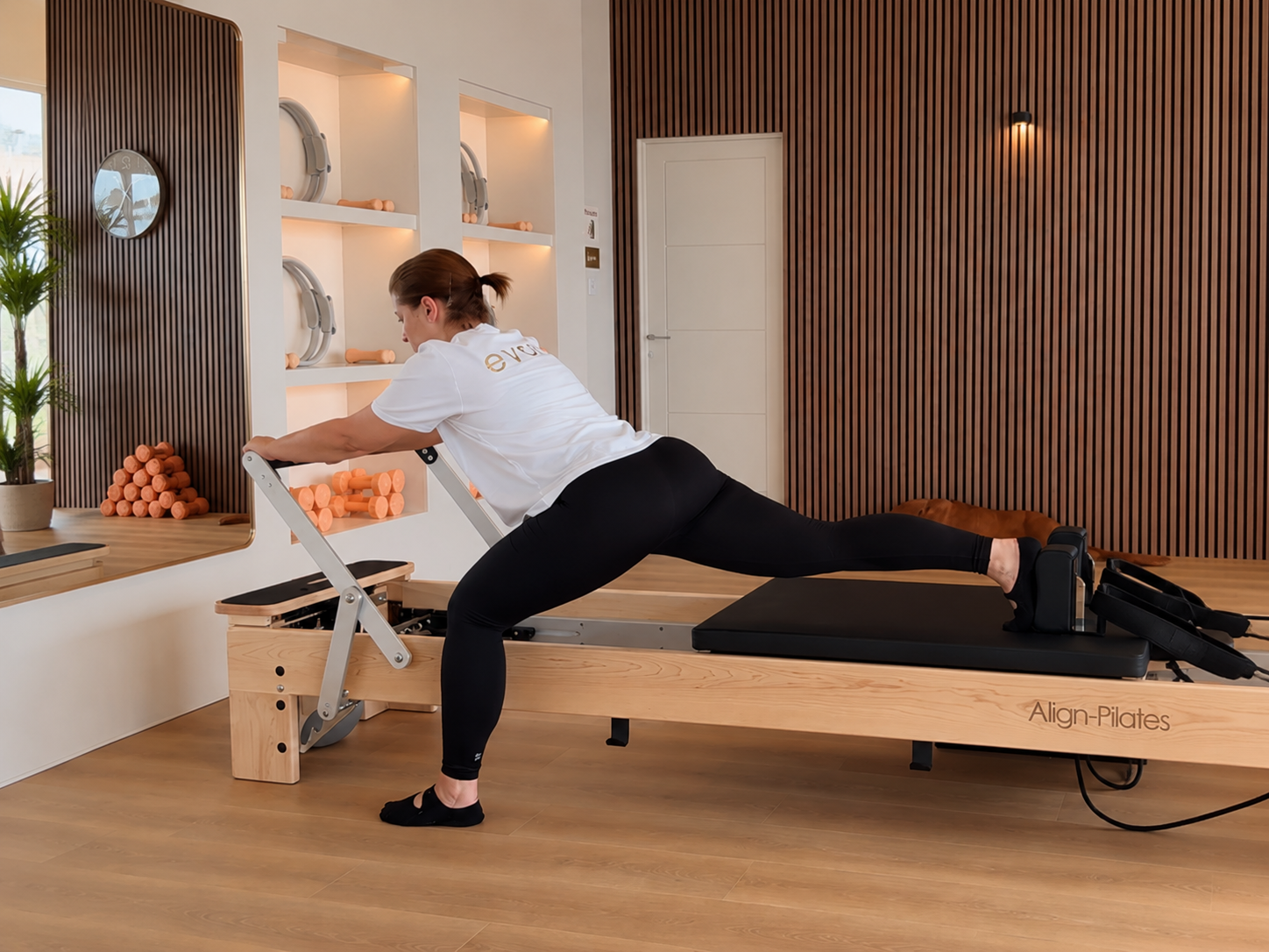 Strength and mobility reformer Pilates exercise at Evolve in Melton Mowbray